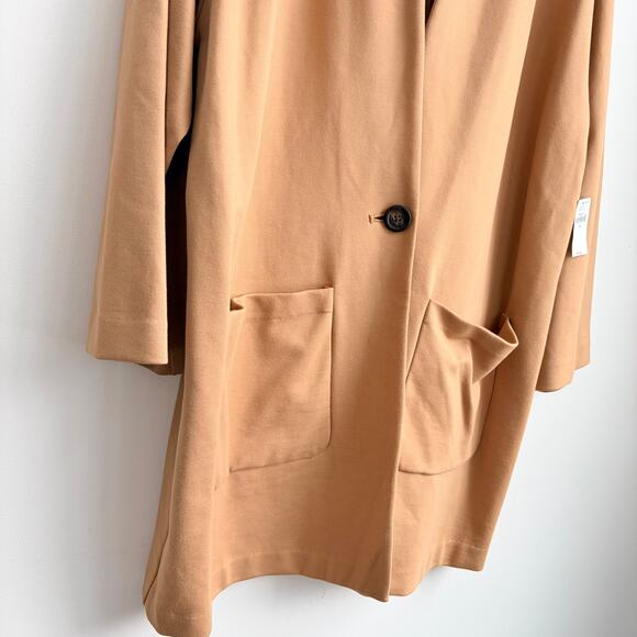 Old Navy NWT Long Line Cardi Coat XL Jacket Tan Camel Oversized Stretch Capsule - Picture 3 of 6